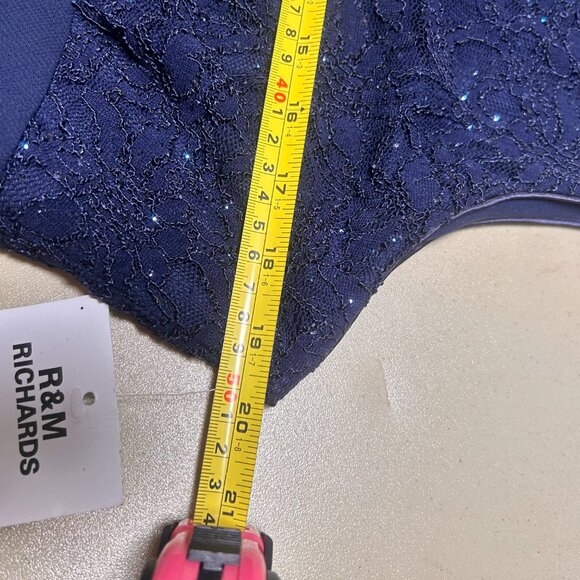 R&M Richards 2-piece blue sleeveless dress w/ lace Size 16 NWT - Picture 7 of 8